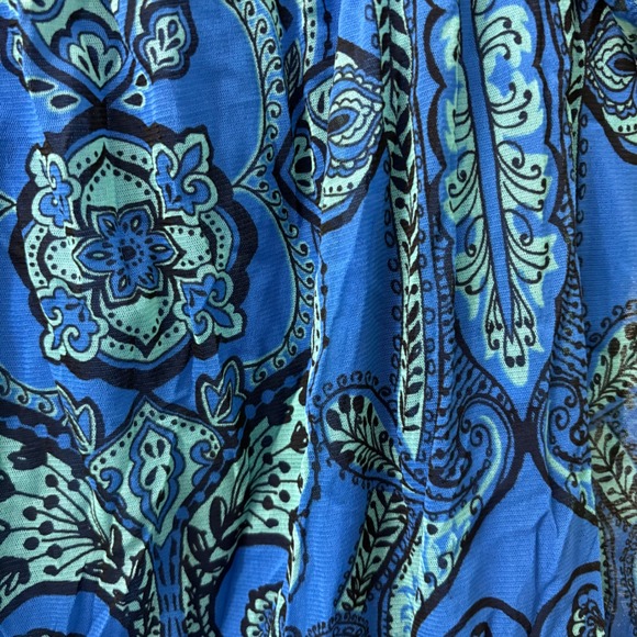 Apt 9 Blue Teal Paisley Print Square Neck Short Sleeve Blouse Top Women Size 1X - Picture 3 of 5